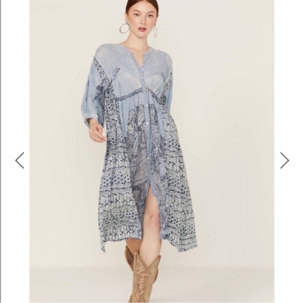 Free People Light Blue Patterned Maxi Dress